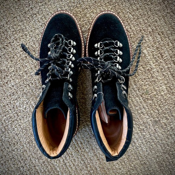 Madewell NWT CityWalk Lug Sole Black Suede Leather Boots 7M - Picture 6 of 14
